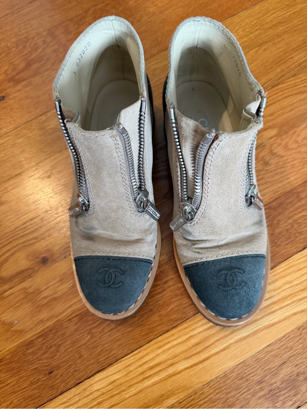 Chanel Suede Zip-Front Ankle booties